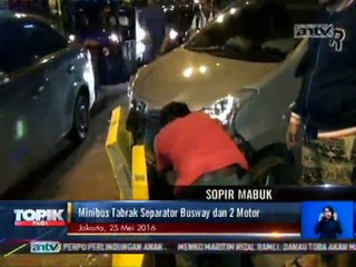 Diduga Mabuk, Minibus Tabrak Separator Busway dan 2 Motor