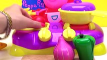 Learn colors. Learn names of fruits. Learn names vegetables. Peppa Pig Kitchen Set.