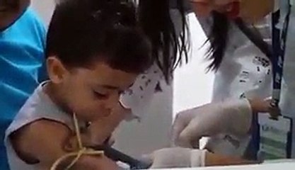 funny injection baby and father weeping
