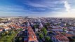 Rooftops of Porto's old town on a warm spring day timelapse before sunset, Porto, Portugal