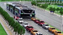 لايجاد حل لمشكل الازدحام و تأخر المواصلات..الصين تبتكر حافلة ضخمة تسمح بمرور السيارات أسفلها