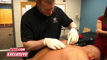 Triple H receives six staples and has glass removed from his back- Raw Fallout, March 14, 2016