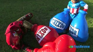 Caption America Civil War vs Iron Man Avengers Giant Boxing Challenge Egg Surprise Toys Disney Cars