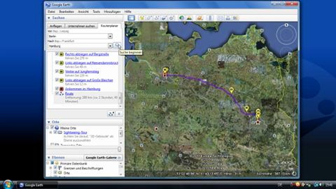 Routenplanung mit Google Earth