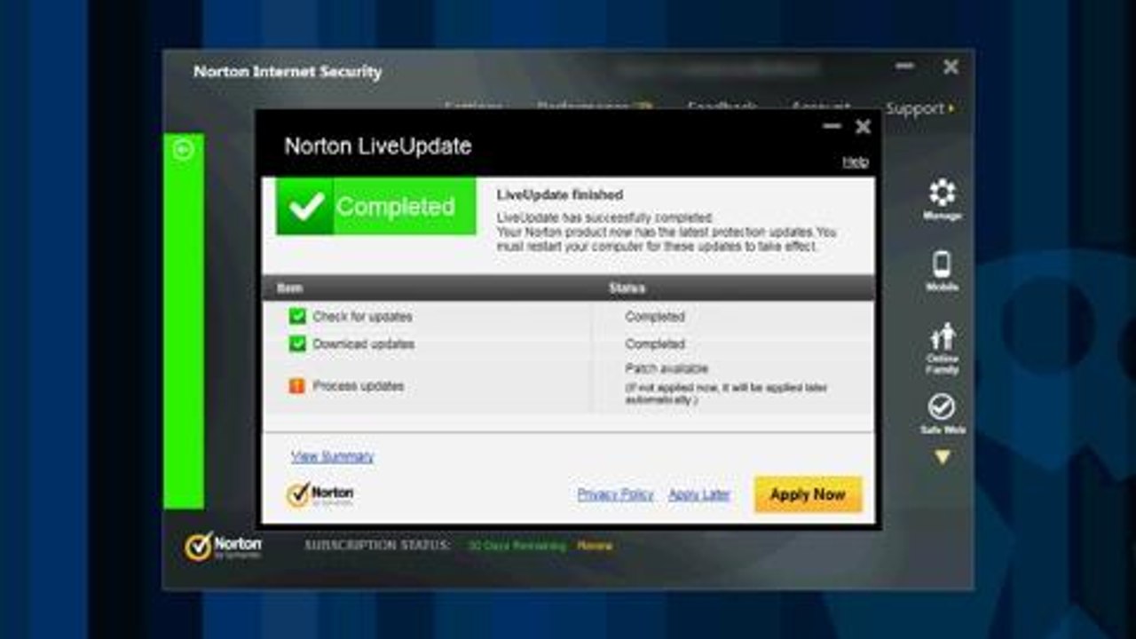 Norton Internet Security - Comment mettre à jour Norton Internet Security ?