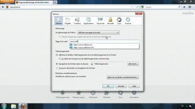 Mozilla Firefox : changer la page d'accueil