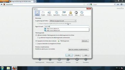 Mozilla Firefox : changer la page d'accueil