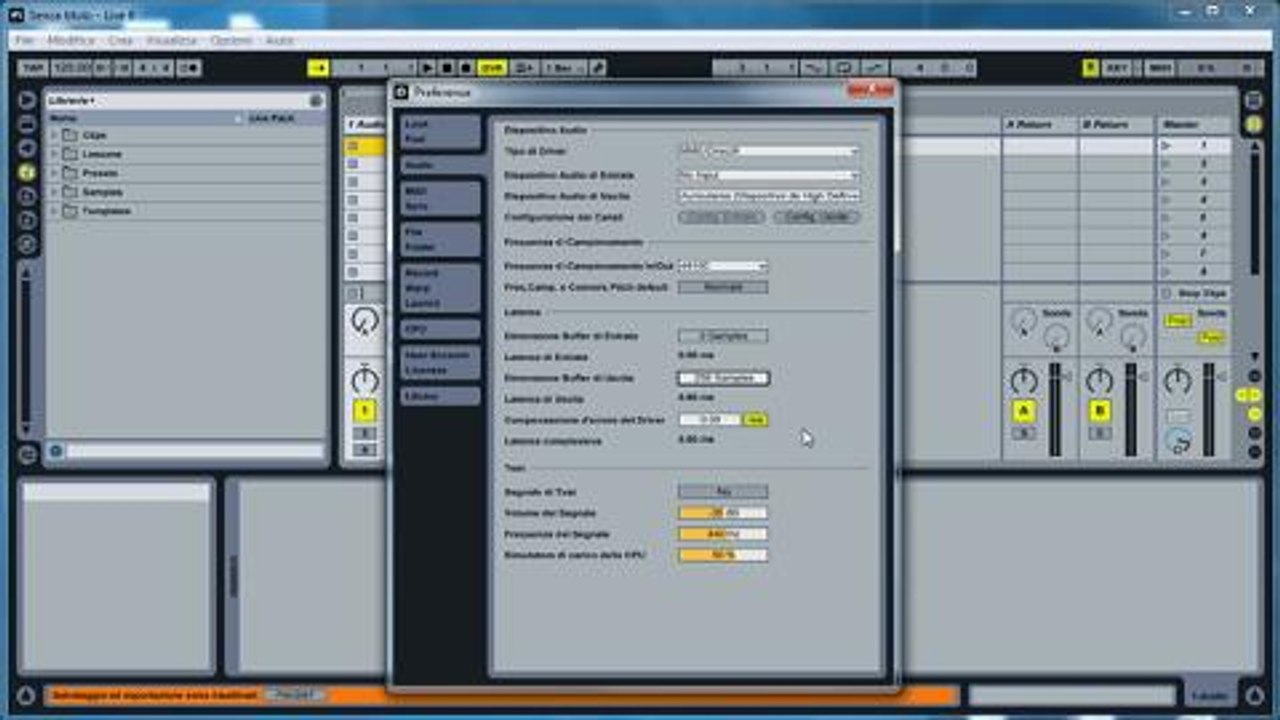 Ableton Live - Come settare la dimensione ideale del buffer