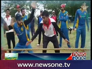 Pakistani cricketers beat army trainers in tug of war