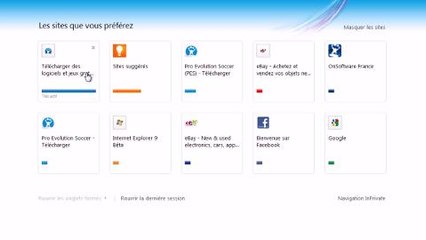 Internet Explorer 9 : accès aux sites préférés