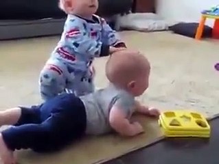 Cute Twin baby fighting - baby funny video 2015