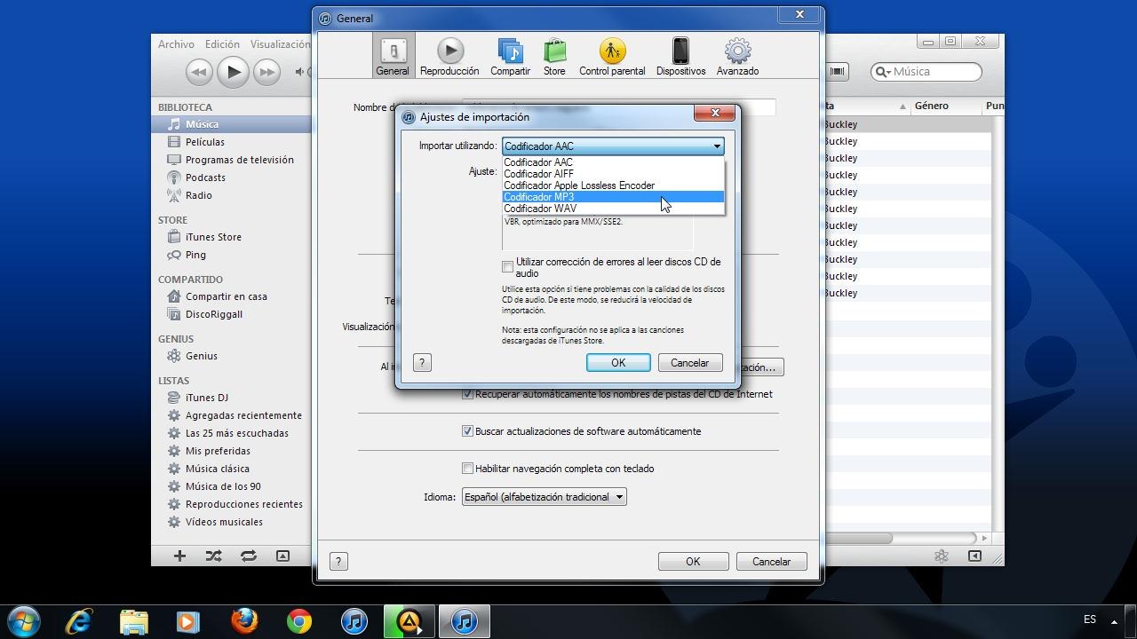 Convertir audio con iTunes