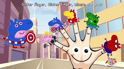 Peppa Pig Finger Family Spider Man Hulk Iron Man Nursery Rhymes Song For Children