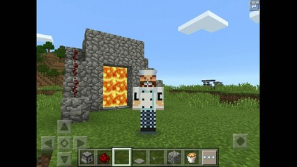 Mcpe Redstone Tutorial - Lava Door!!!- Minecraft PE  (pocket edition )