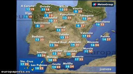 Previsión del tiempo para este jueves 26 de mayo