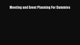 Read Meeting and Event Planning For Dummies PDF Online
