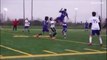 Footballer With A Crazy Air Tackle Takes Out His Teammate!