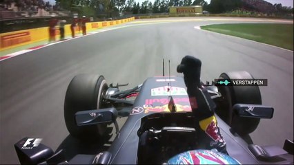 Max Verstappen celebrates victory on inlap in Spanish F1 GP 2016