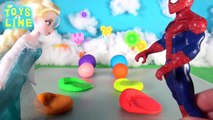 Spiderman Frozen Elsa vs The Good Dinosaur play doh footprints and magic TOYS LINE