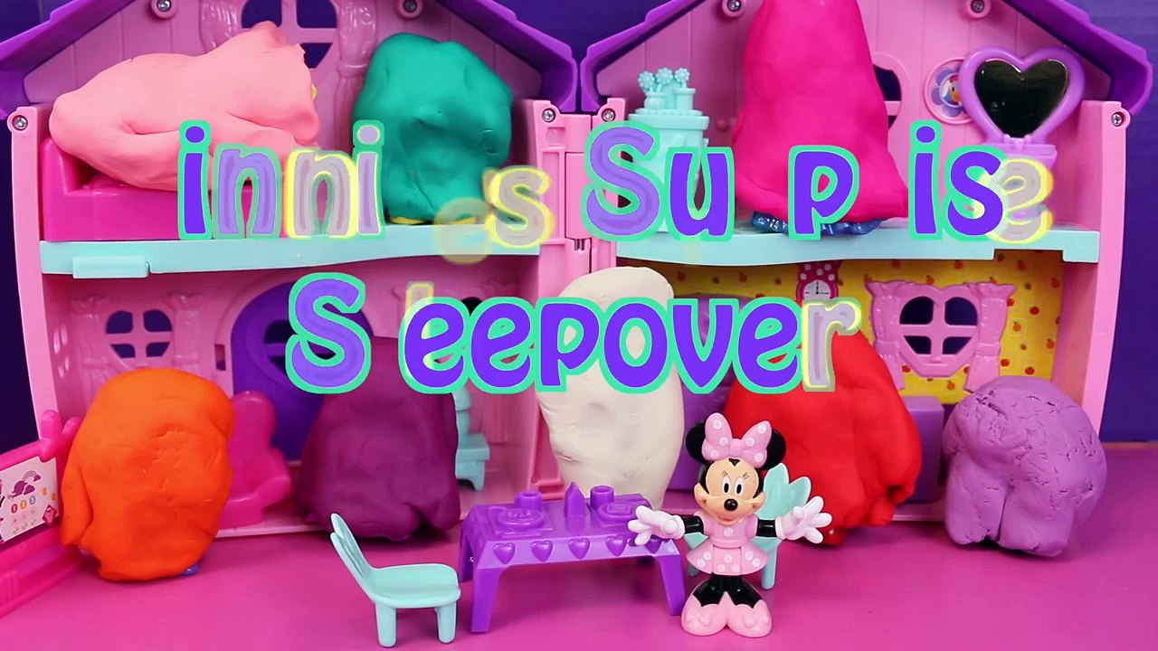 Minnie Mouse Peppa Pig SLEEPOVER Sofia the First Play Doh Surprise Eggs Disney Frozen Elsa Mermaids