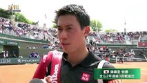 Kei Nishikori on-court interview Roland Garros 2R