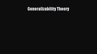 [PDF] Generalizability Theory  Full EBook