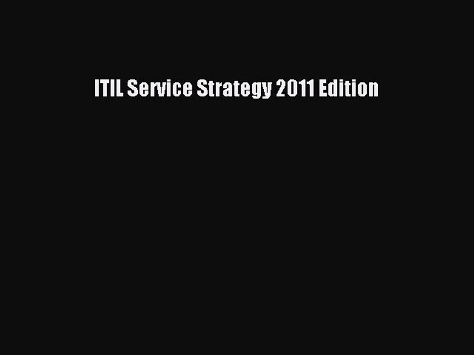 PDF ITIL Service Strategy 2011 Edition  EBook
