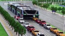 中國“立體巴士”驚艷世界 可載千人不占車道 在車流上行駛  Transit Elevated Bus