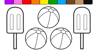 Learn Colors Color Popsicles Coloring Pages with Beach Balls Color