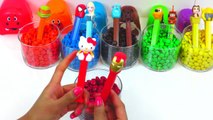 Rainbow Play Doh Dippin Dots and Pez Candy Dispensers Learn Colors / ABC Fun Surprises
