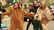Seth Rogen and Rose Byrne Perform 'Lion King' in Crosswalk with James Corden