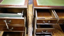 Twin Pedestal Writing Desk & Filing Cabinet & Leather Captains Chair