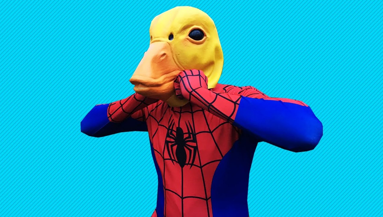 Spiderman Vs Venom Vs Scream Vs Duck Spiderman In Real Life! Superhero Battle! (1080p)