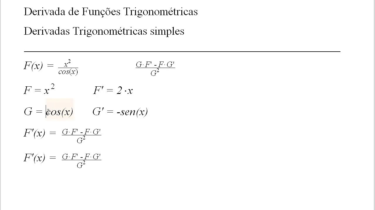 Derivada - Derivada de funcoes trigonometricas Aula 1