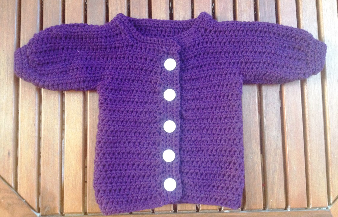 Crochet baby jacket - cardigan - sweater -- back part, part 1 by berlincrochet