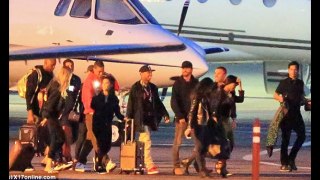 Kourtney Khloe Kardashian board private jet birthday boy Scott Disick Tyga head Las Vegas