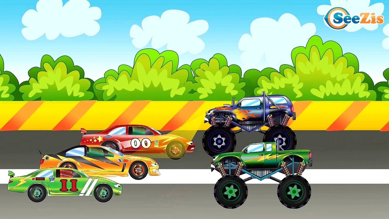 ✔ Dessins animé voiture. Voiture de course, Le Camion Monstre pour enfants. Tiki Taki Voitures ✔