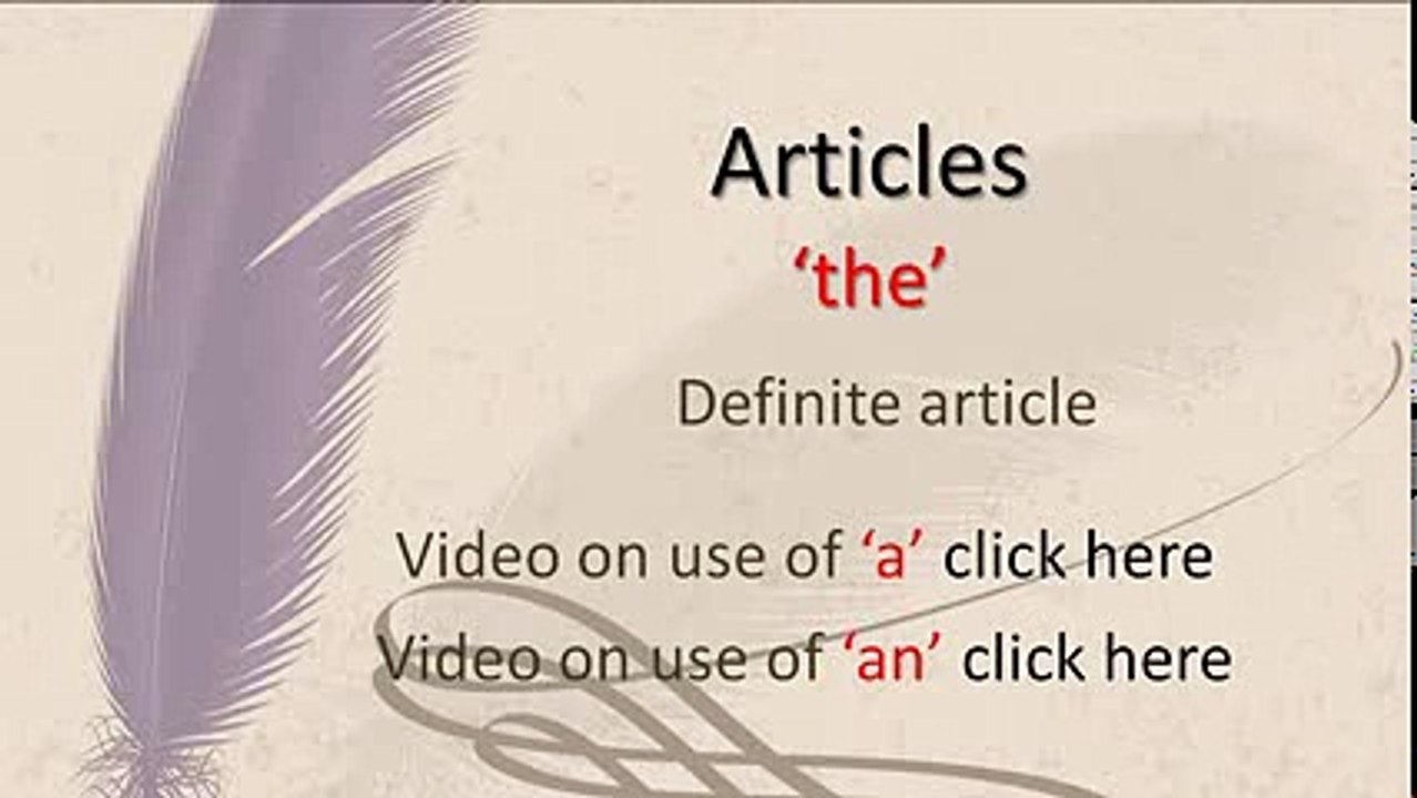 Definite Article The Use Of Articles In English Grammar Video Dailymotion