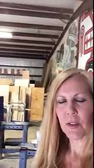 Kelli Kay-with artist Monika Rostvold at Moose Canvas. 12x12 painting