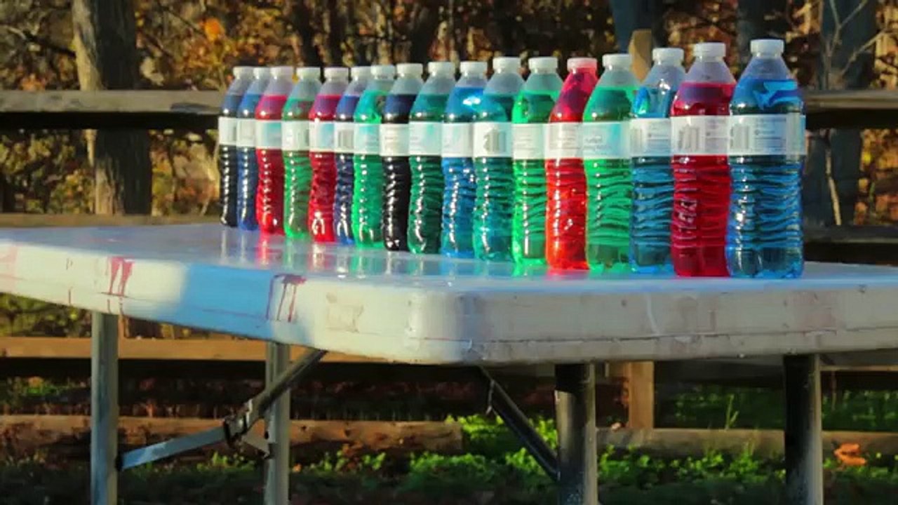 Katana Vs Plastic Water Bottles - Slow Motion