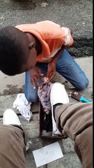 Shoe shine in Sosua , Dominican Republic