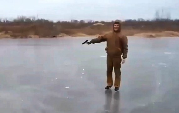 Watch What Happens When This Guy Shoots a Frozen Pond