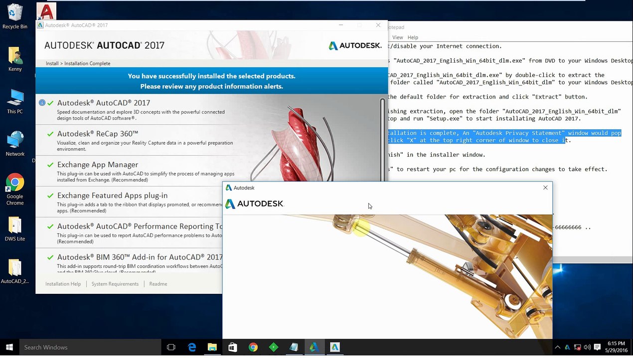AutoCAD 2017 with Windows 10