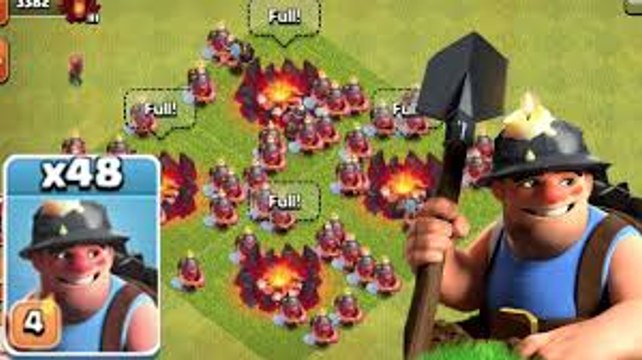 Clash Of Clans - NEW MINER TROOP - 48 MAXED LEVEL MINER IN ATTACK | COCs