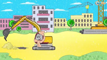 Carritos Para Niños. Excavadora, Camión, Grúa. Caricaturas de carros. Tiki Taki Camiones