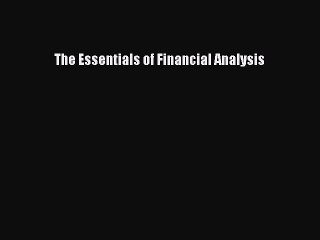 Download The Essentials of Financial Analysis  EBook