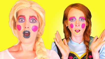 Frozen Elsa & Anna MAKEUP DISASTER! w  Spiderman, Kristoff, Pink Spidergirl, Maleficent & Joker  )