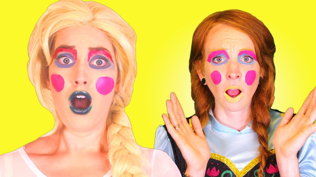 Frozen Elsa & Anna MAKEUP DISASTER! w  Spiderman, Kristoff, Pink Spidergirl, Maleficent & Joker  )