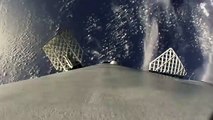 Atterrissage d'une fusée Space X en pleine mer vu d'une caméra embarquée