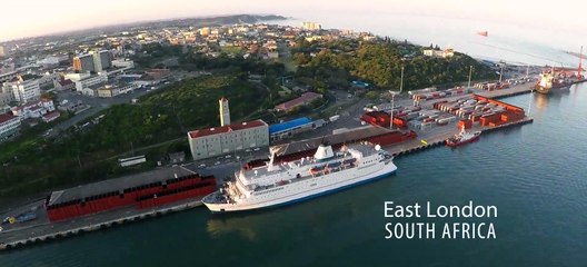 Logos Hope arriving in East London aerial footage